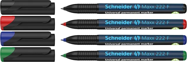 schneider-maxx-222-universal-marker-f-0-7-mm-4er-etui-schwarz-rot-blau-gr-n image 1