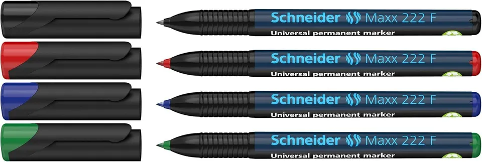 schneider-maxx-222-universal-marker-f-0-7-mm-4er-etui-schwarz-rot-blau-gr-n image 1