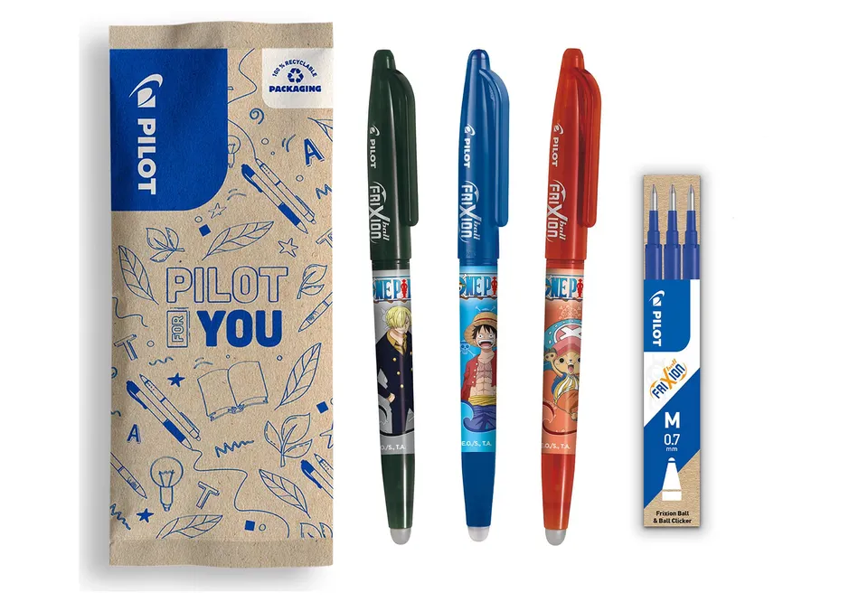 pilot-x-one-piece-frixion-ball-0-7-mm-3er-set-minen-sticker-limitiert image 1