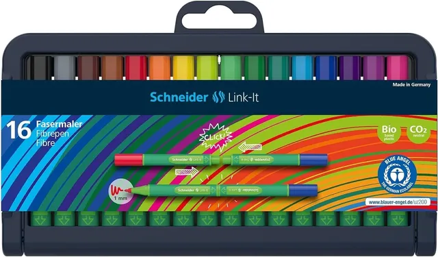 schneider-link-it-fasermaler-1-0-mm-sortiert-mit-click-system-16er-stiftebox image 1