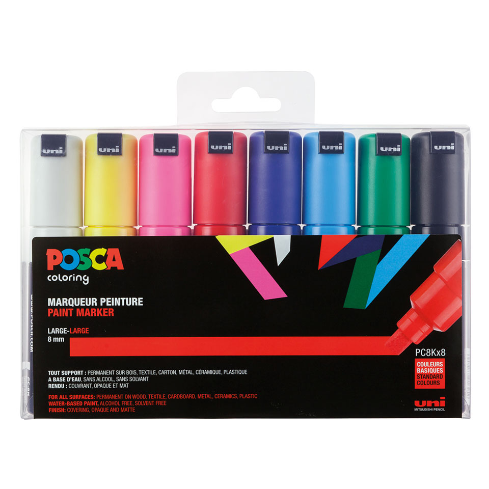 uni-posca-pc-8k-acryl-farbmarker-mit-breiter-keilspitze image 2