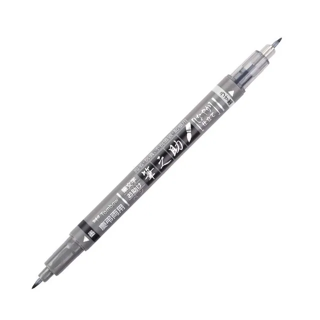 tombow-fudenosuke-twin-brush-pen-schwarz-grau-weich-2-spitzen image 1