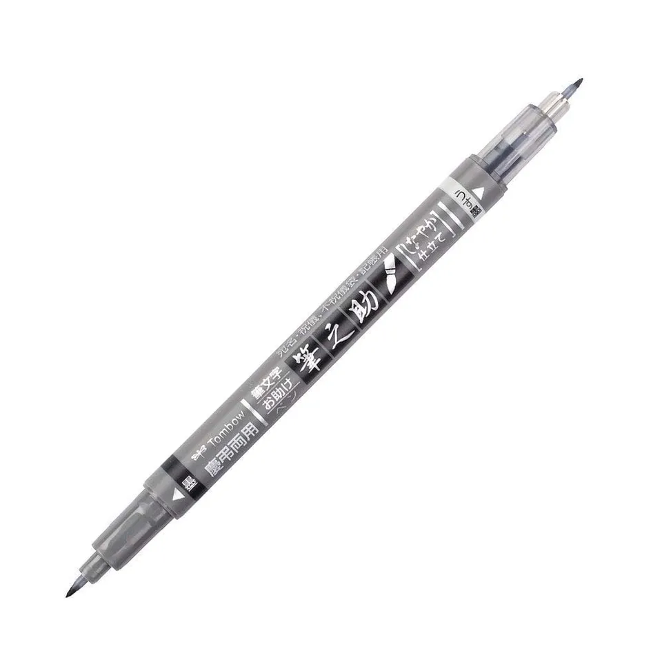 tombow-fudenosuke-twin-brush-pen-schwarz-grau-weich-2-spitzen image 1