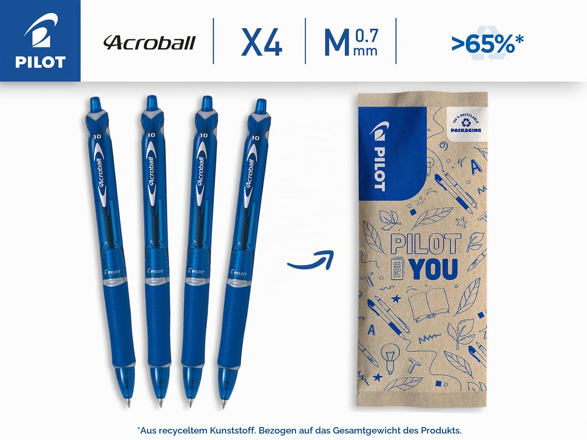 pilot-acroball-kugelschreiber-4er-set-blau-einziehbar-1-0-mm image 2