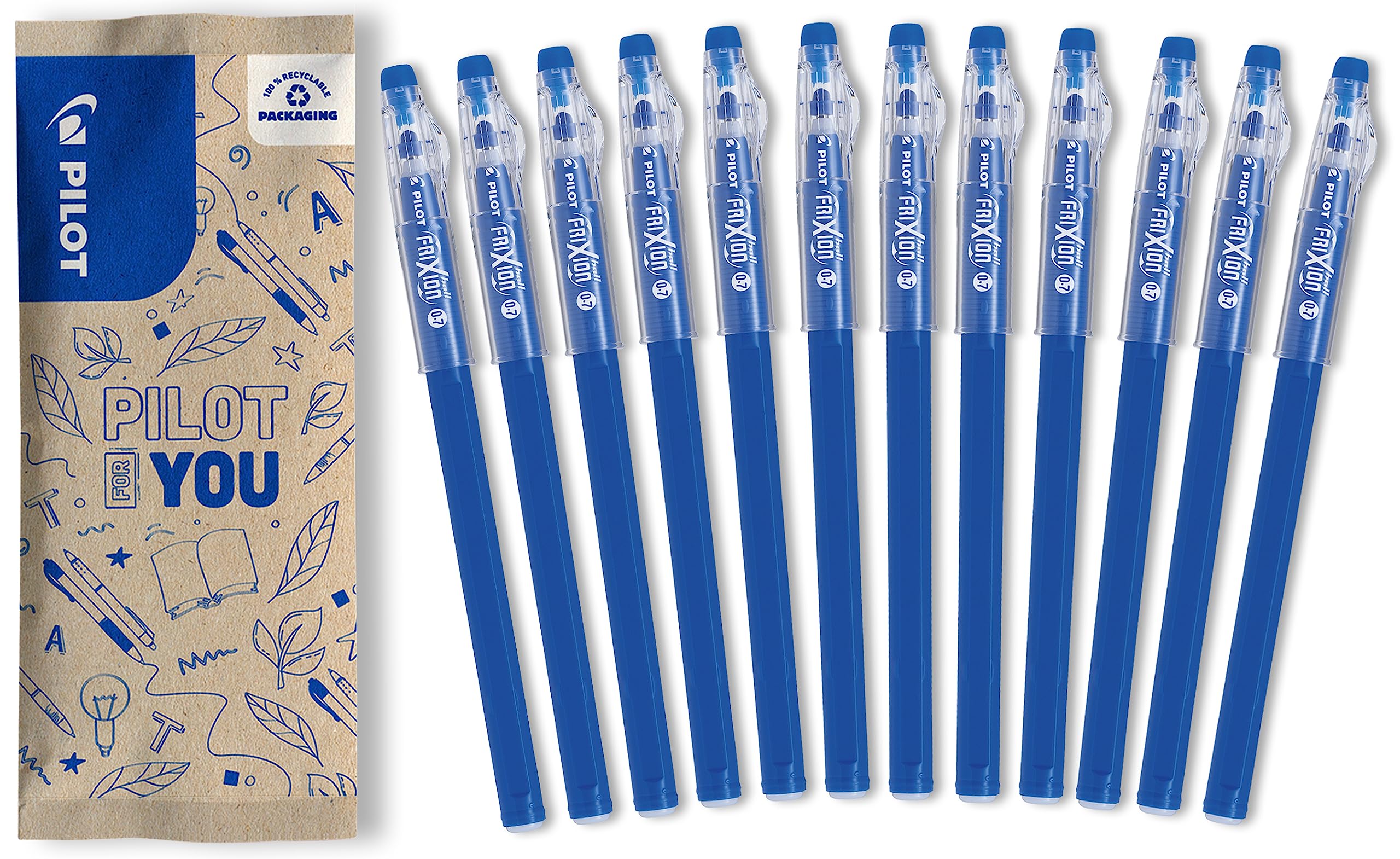 pilot-frixion-ball-stick-gel-tintenroller-blau-12er-set-mittlere-spitze image 1