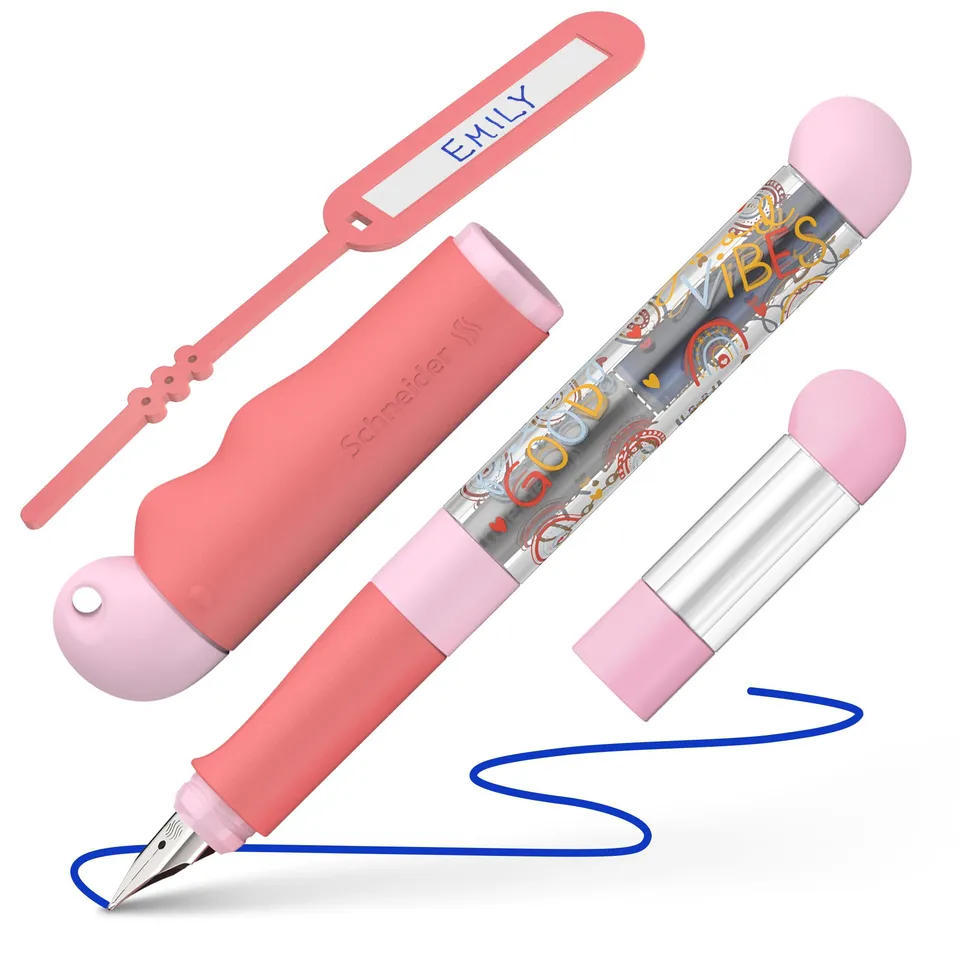 schneider-base-kid-f-ller-f-r-linksh-nder-anf-ngerfeder-rosa-rot-mit-patrone image 1