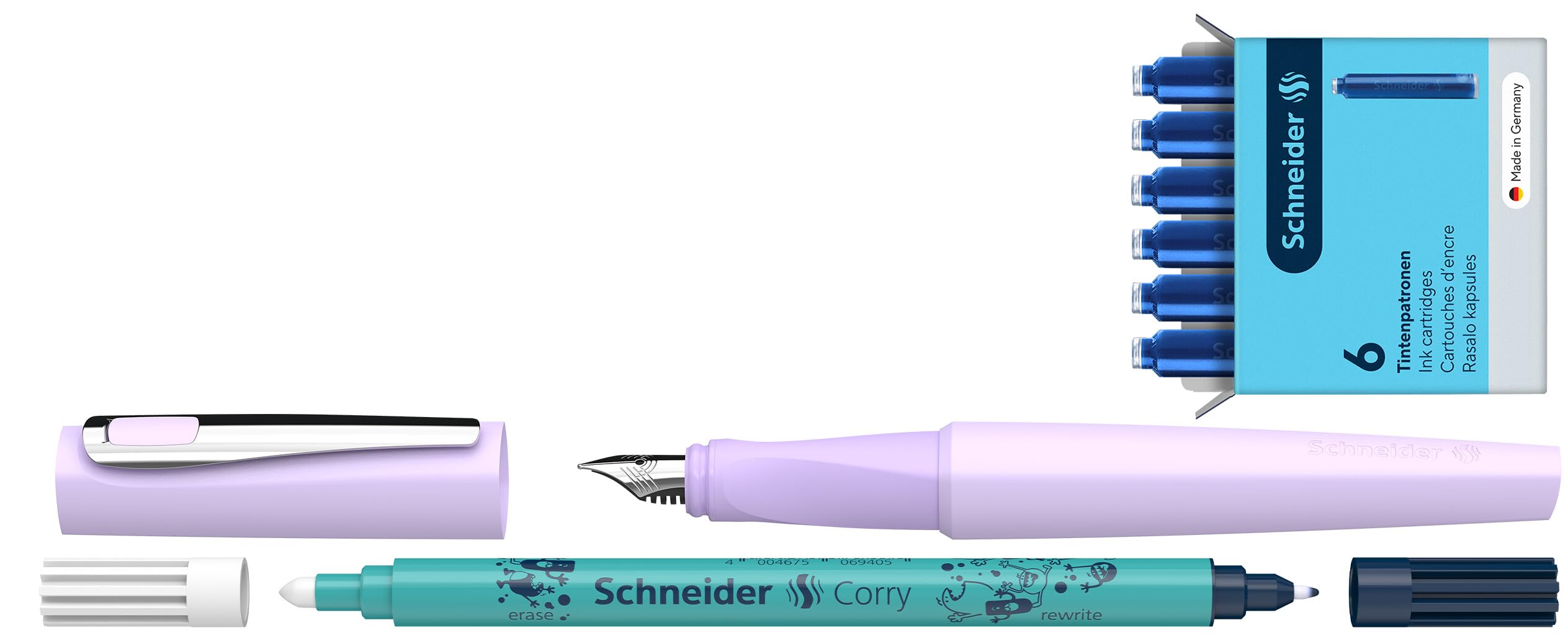 schneider-tomo-schreibset-lavender-f-ller-tintenkiller-6-patronen image 2