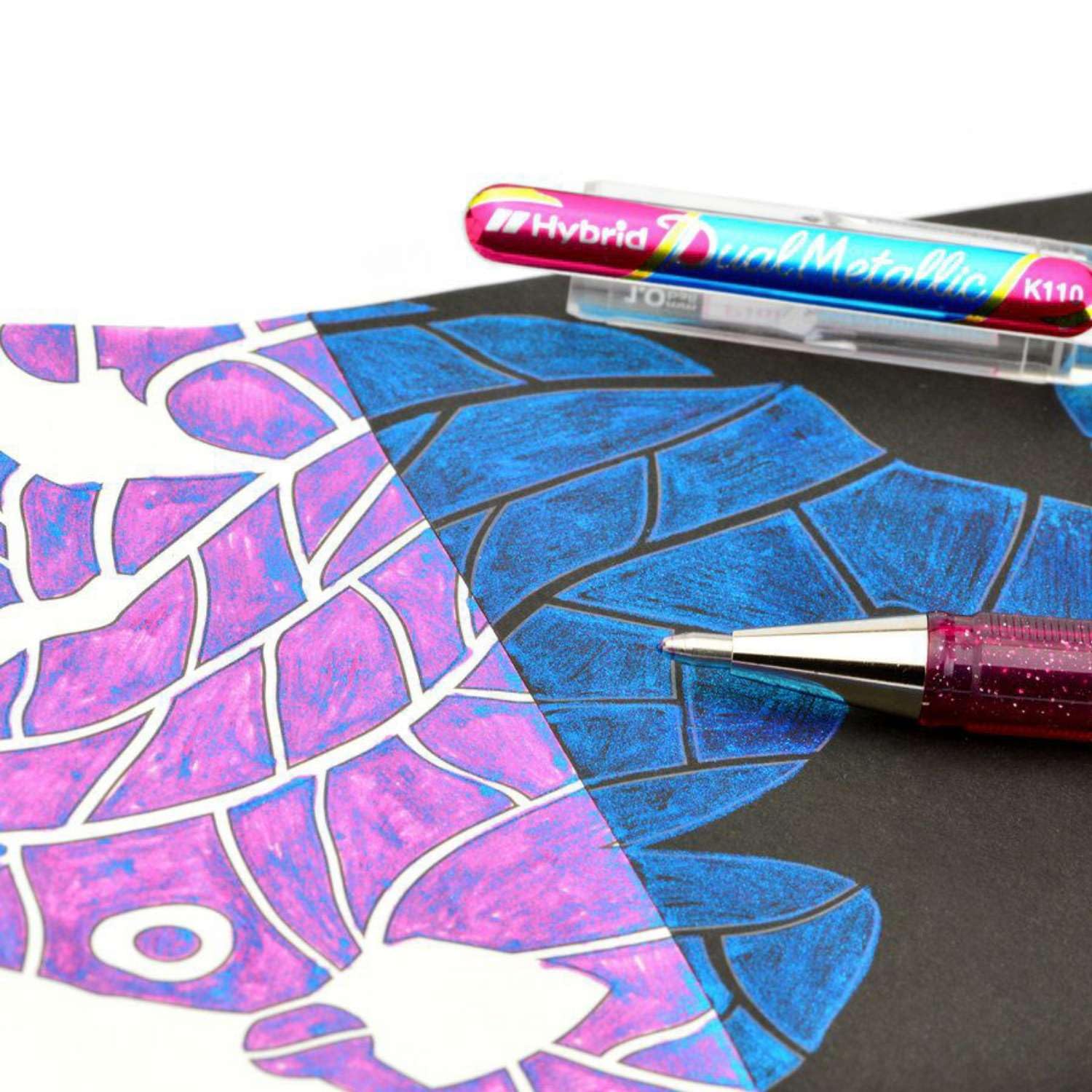 pentel-k110-dvx-dual-metallic-hybrid-gelroller-lila-blau-glitzer-gelstift-0-5-mm image 3