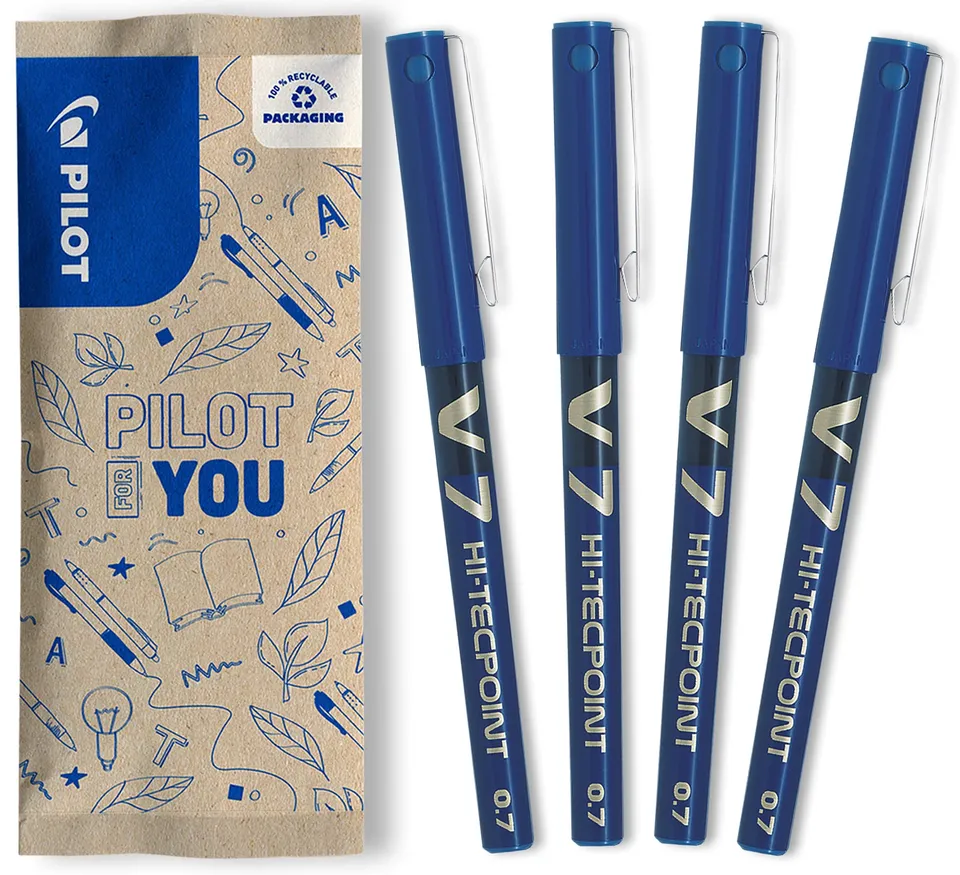 pilot-hi-tecpoint-v7-tintenroller-0-7-mm-4er-set-blau image 1