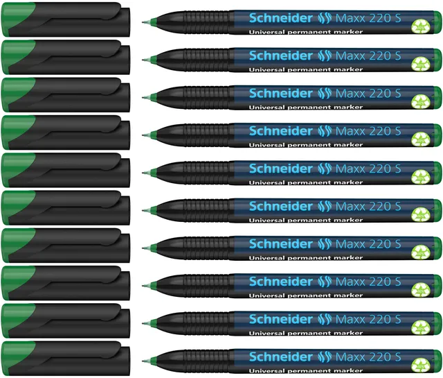 schneider-maxx-220-s-universal-marker-permanent-0-4-mm-10er-pack-gr-n image 1