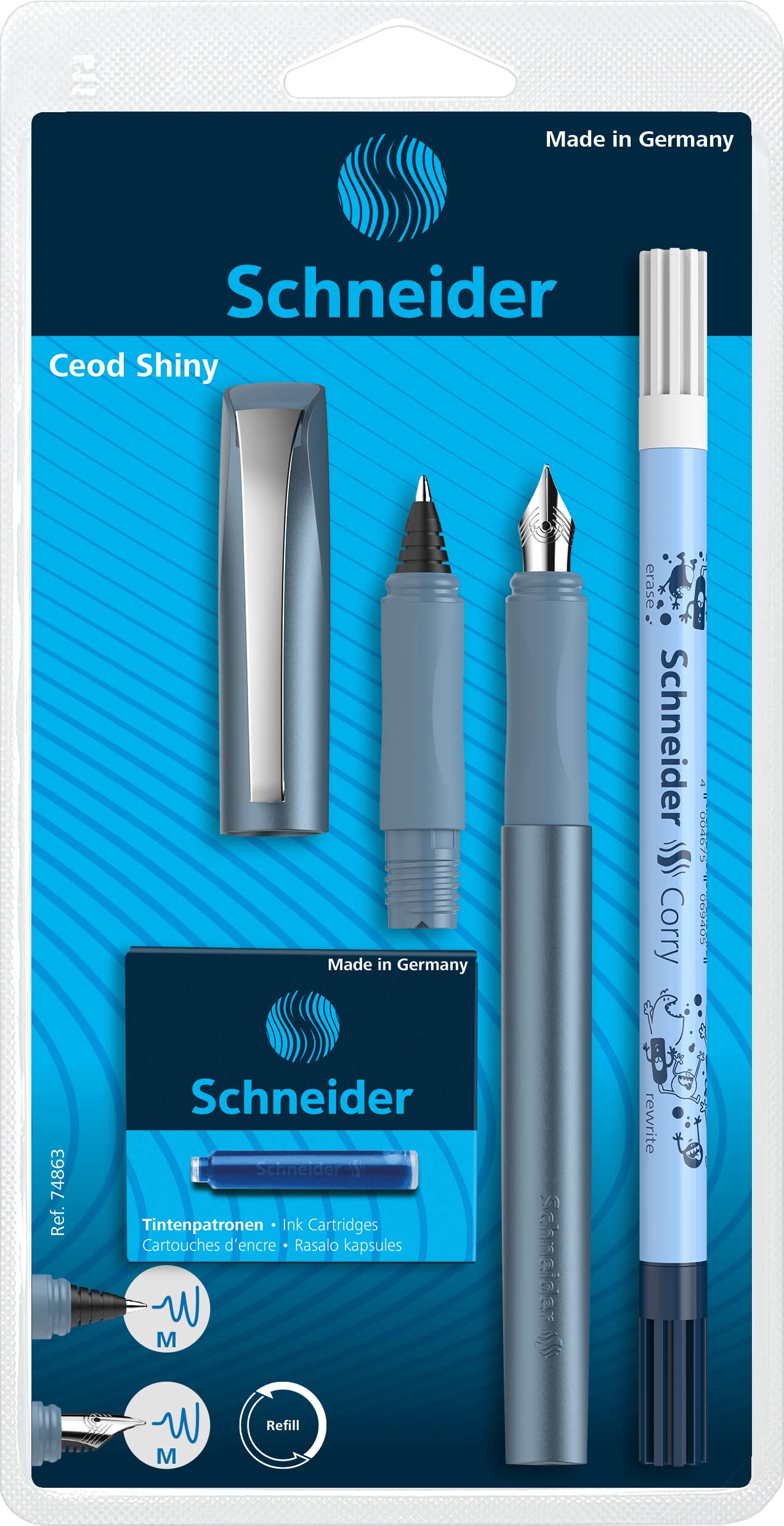 schneider-ceod-shiny-schreibset-9-teilig-lilac-f-ller-tintenroller-tintenkiller image 6