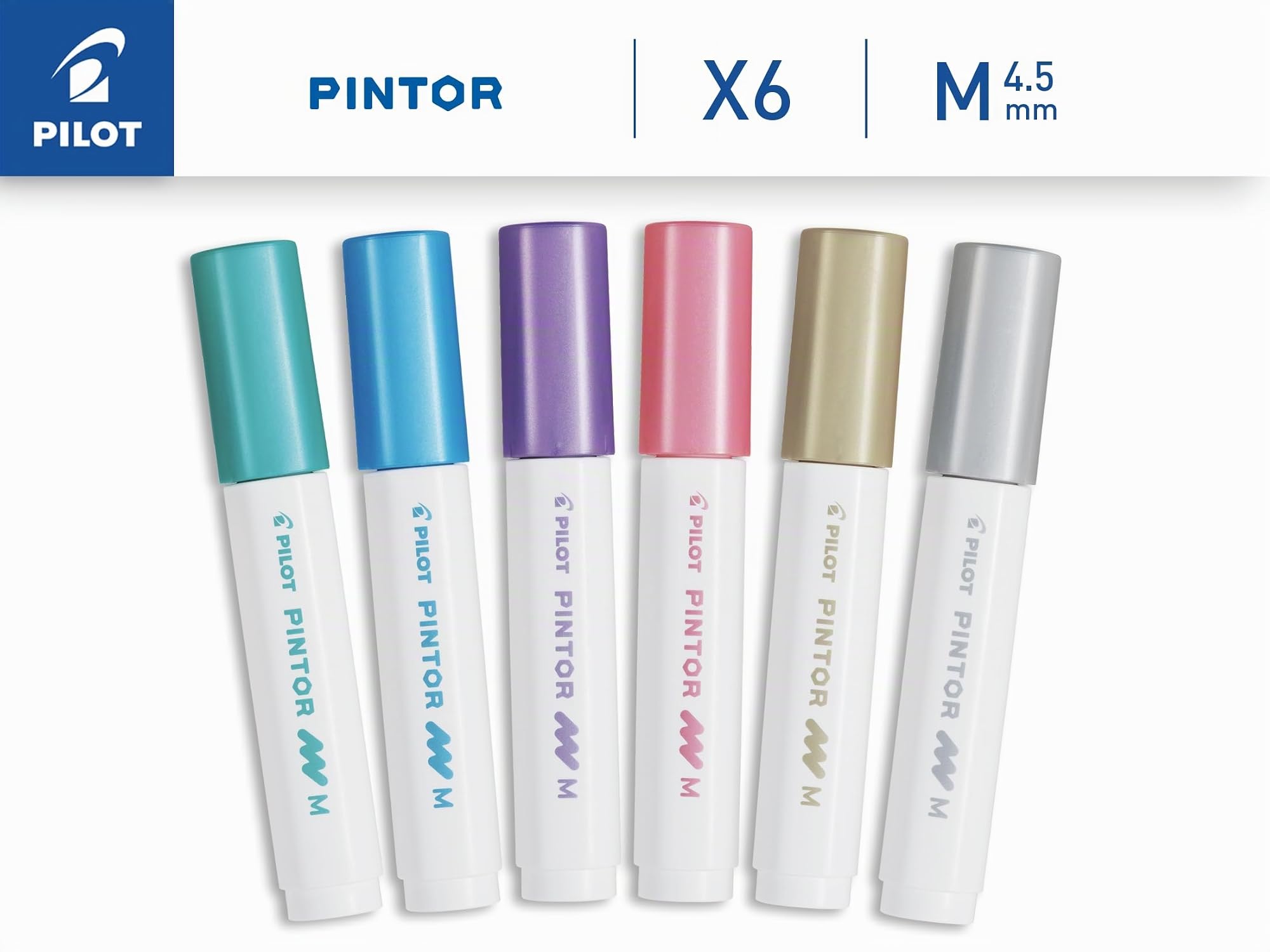pilot-pintor-kreativmarker-m-4-5-mm-metallic-6er-set image 2