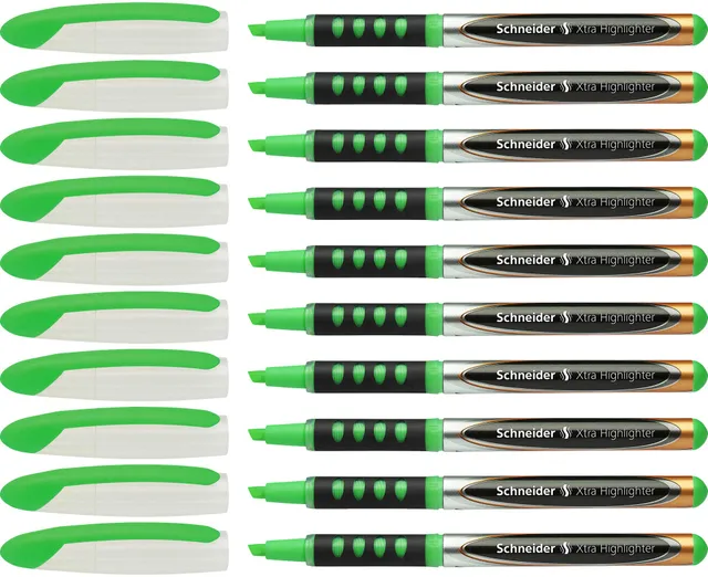 schneider-xtra-140-textmarker-gr-n-10er-packung-keilspitze-1-4-mm-liquid-ink image 1