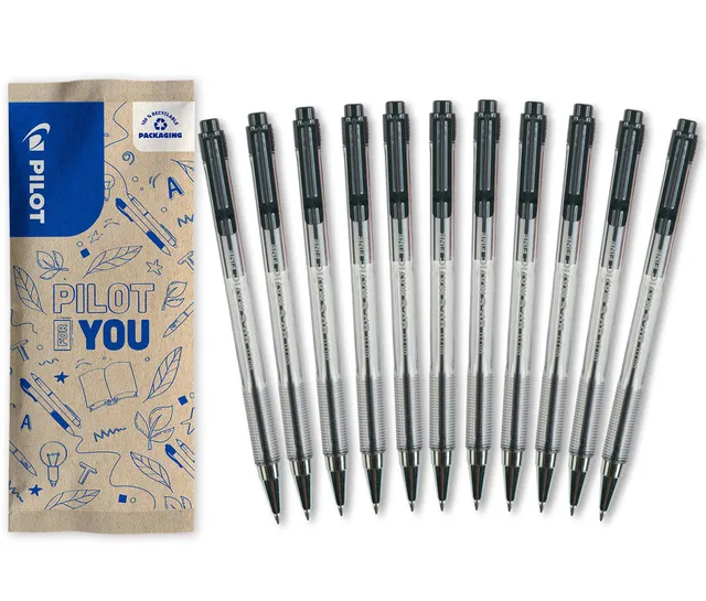 pilot-bps-matic-kugelschreiber-schwarz-fein-0-7-mm-10-1-gratis-pack image 1