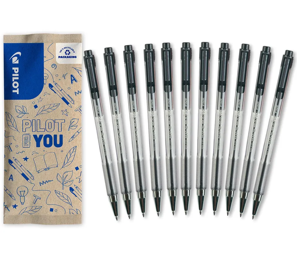 pilot-bps-matic-kugelschreiber-schwarz-fein-0-7-mm-10-1-gratis-pack image 1