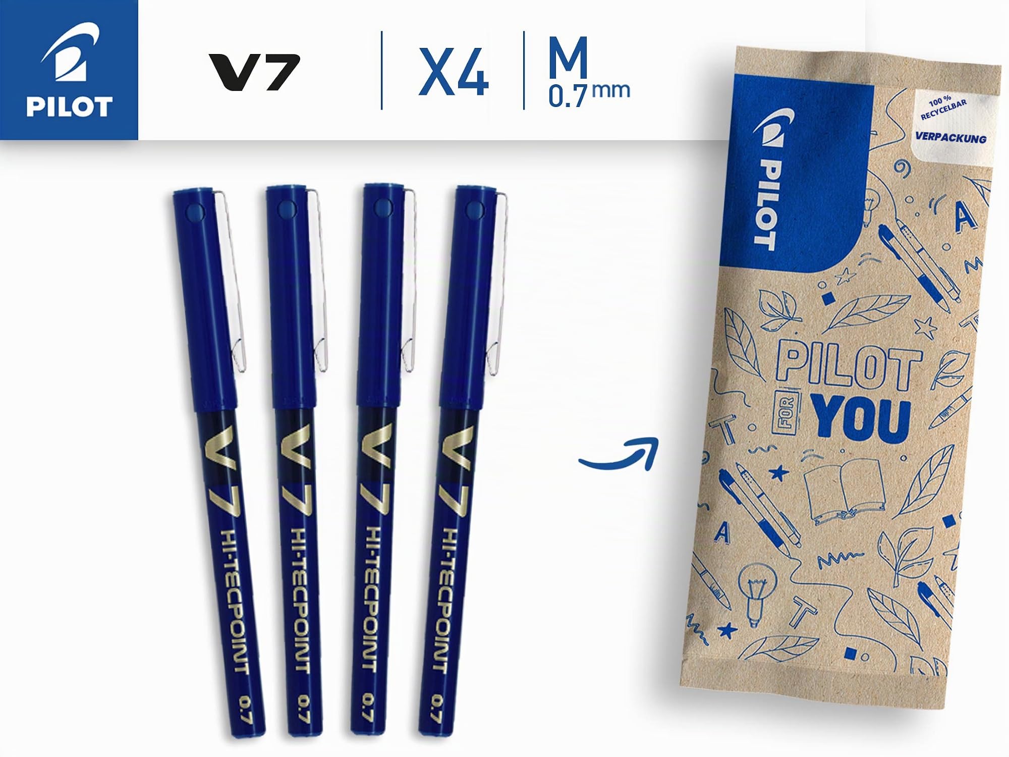 pilot-hi-tecpoint-v7-tintenroller-0-7-mm-4er-set-blau image 2