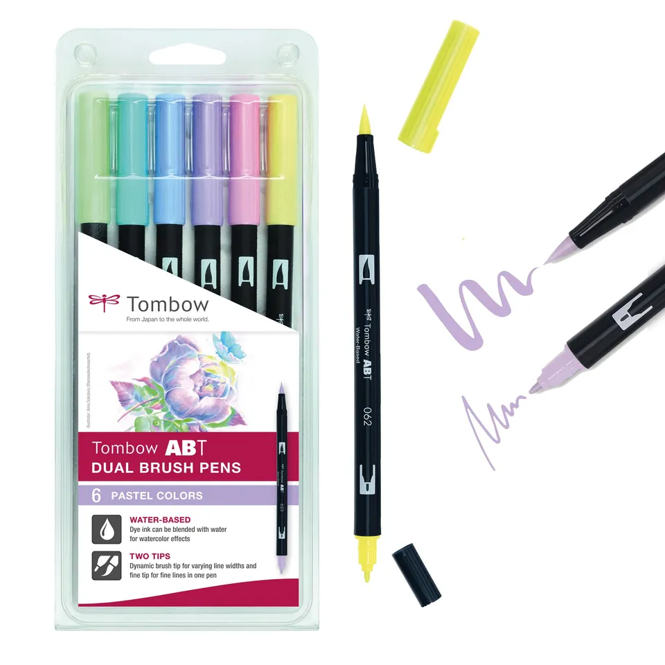 tombow-abt-dual-brush-pen-6er-set-pastell-fasermaler-mit-doppelspitze image 1