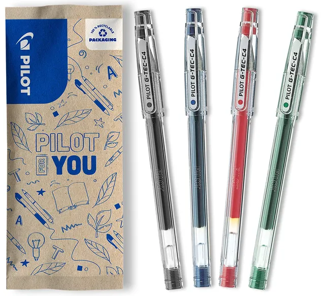 pilot-g-tec-c4-gel-tintenroller-4er-pack-schwarz-blau-rot-gr-n image 1
