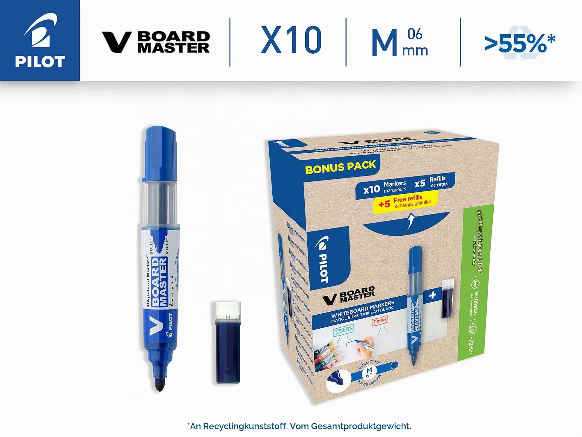 pilot-v-board-master-whiteboardmarker-blau-mittlere-spitze-set-10-marker-10-nach image 2