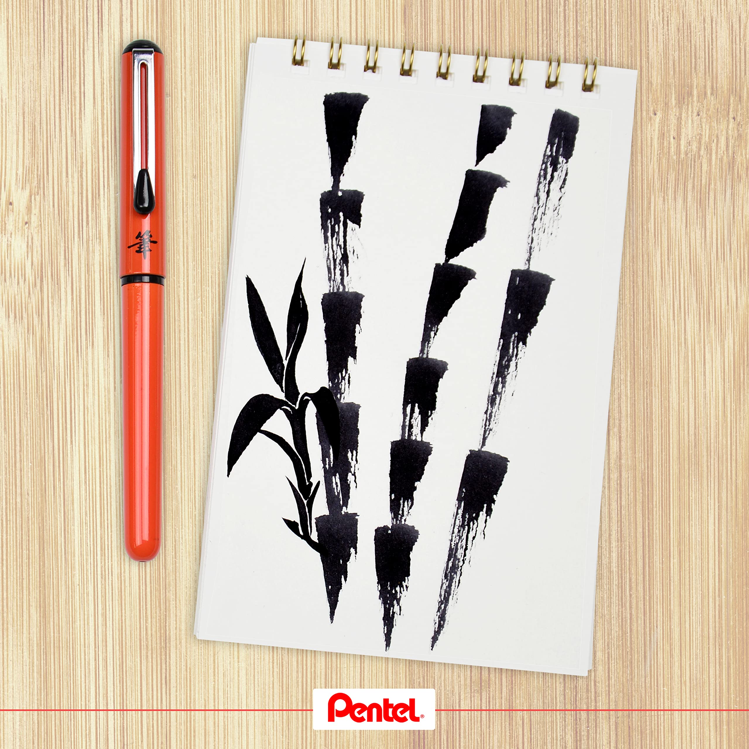 pentel-pocket-brush-pinselstift-orange-schwarz-2-patronen-fp10 image 5