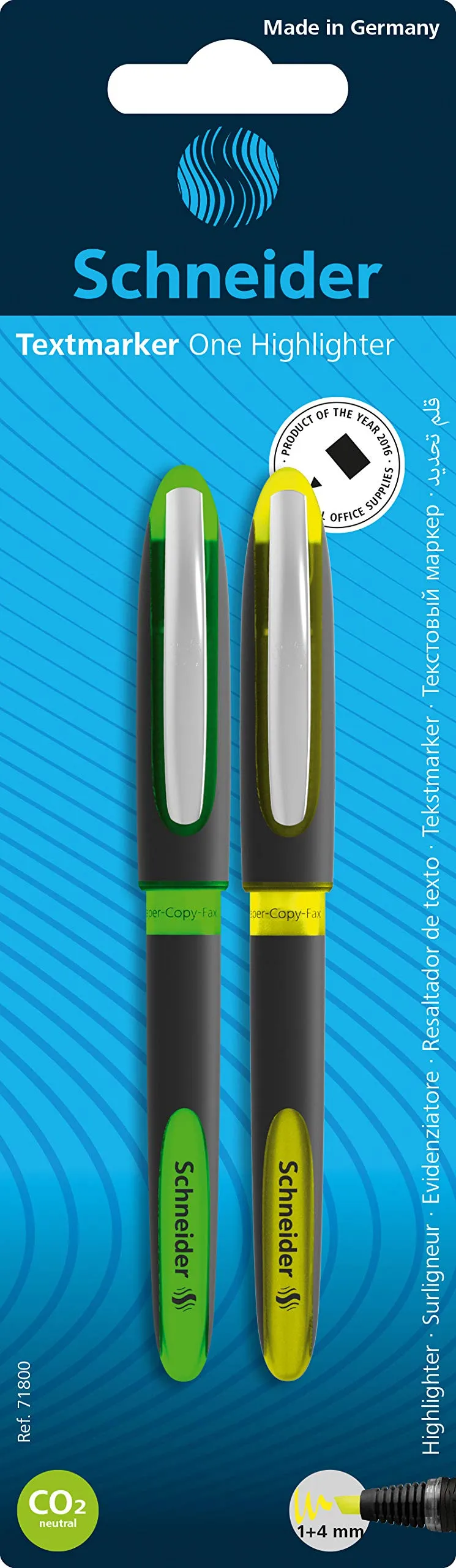 schneider-one-highlighter-textmarker-1-4-mm-2er-set-gr-n-gelb image 1
