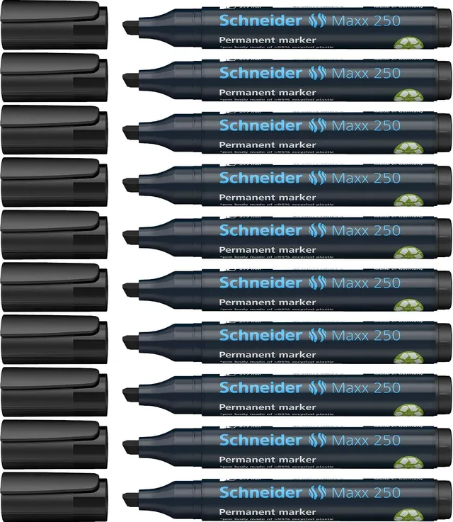 schneider-maxx-250-permanentmarker-keilspitze-2-7-mm-schwarz-10er-packung-nachf- image 1