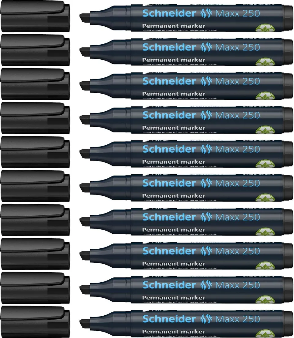 schneider-maxx-250-permanentmarker-keilspitze-2-7-mm-schwarz-10er-packung-nachf- image 1