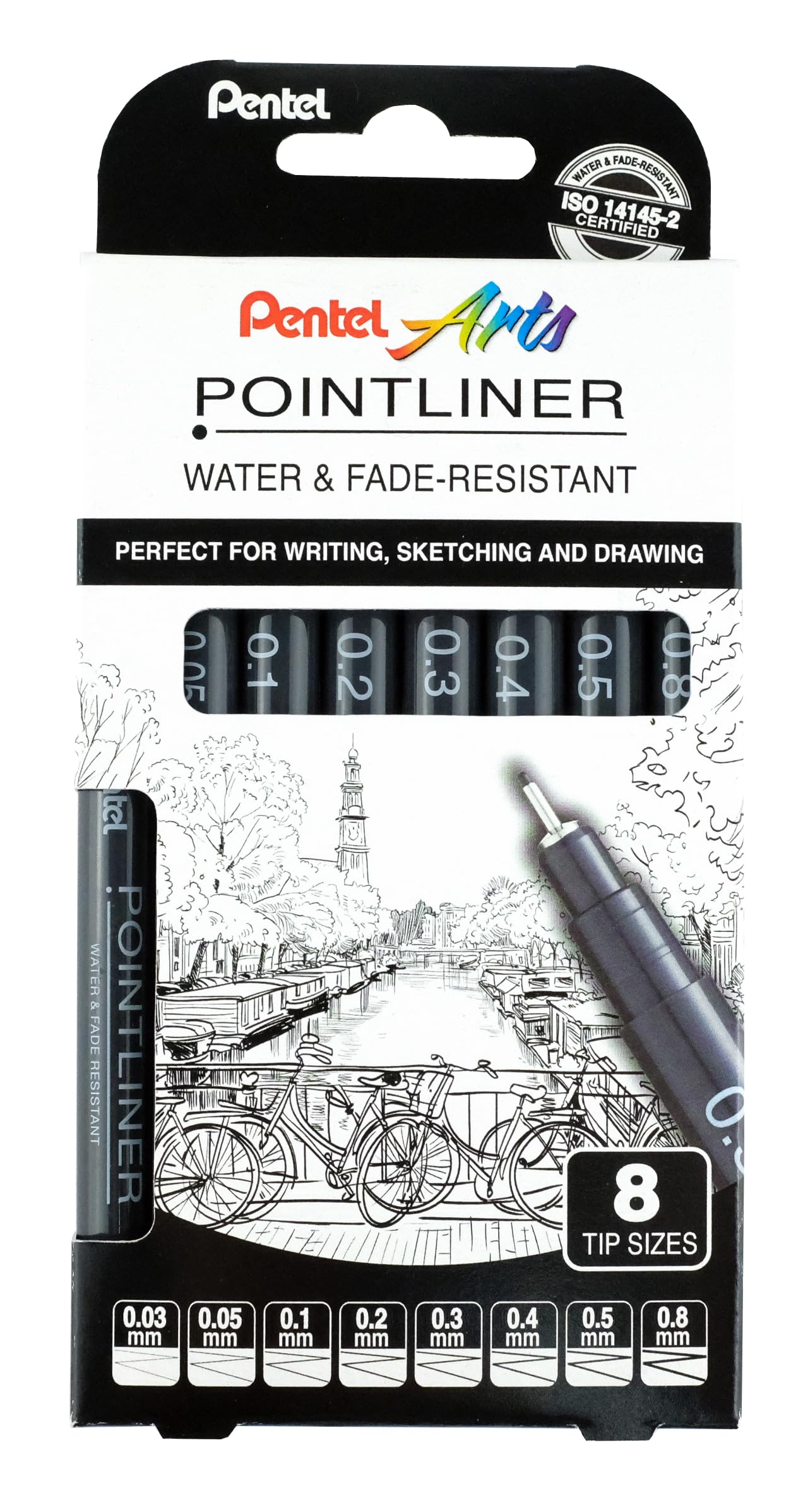 pentel-pointliner-ys20p-8-fineliner-8er-set-schwarz-0-03-0-8-mm image 2