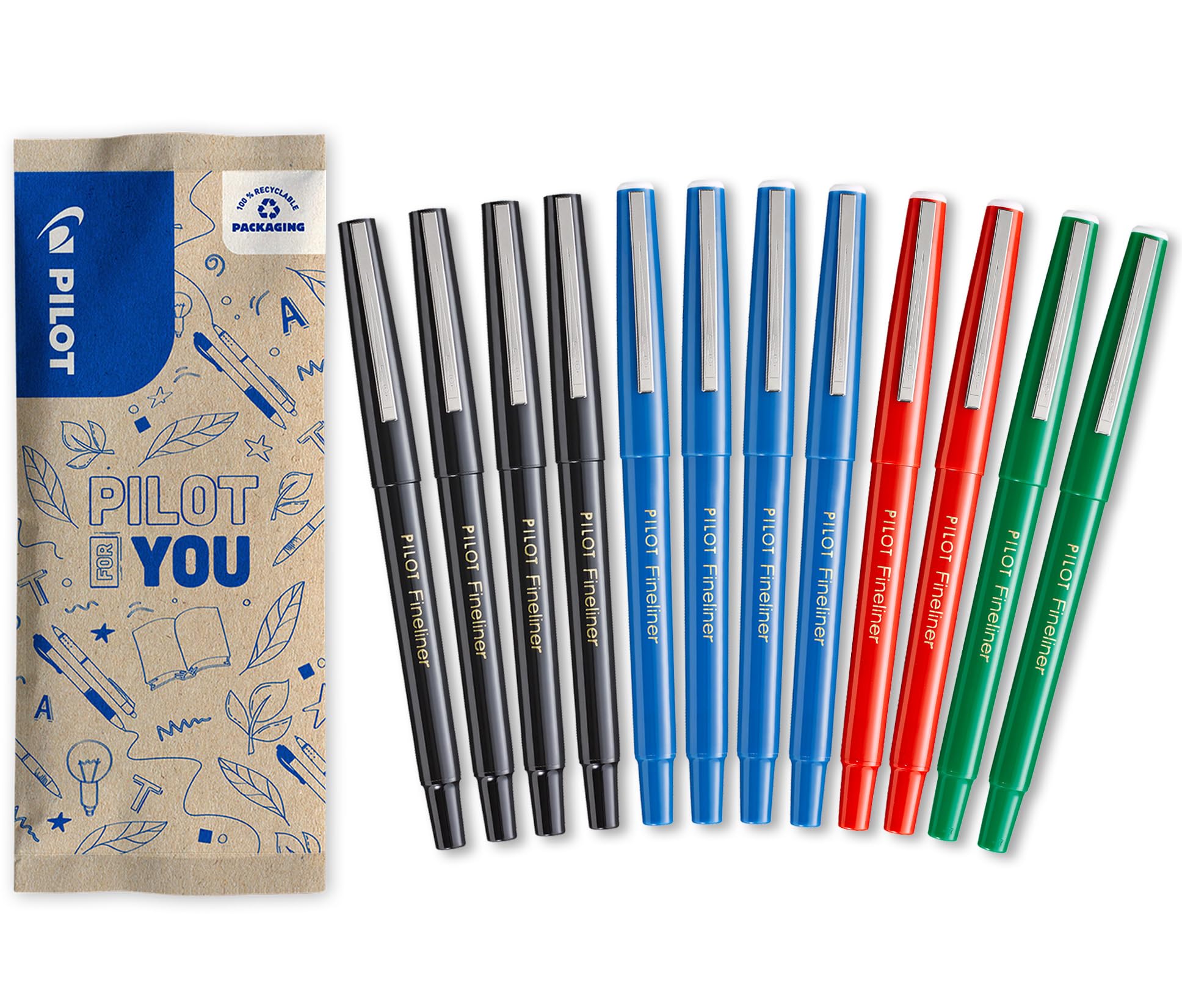 pilot-fineliner-0-4-mm-12er-set-schwarz-blau-rot-gr-n image 1