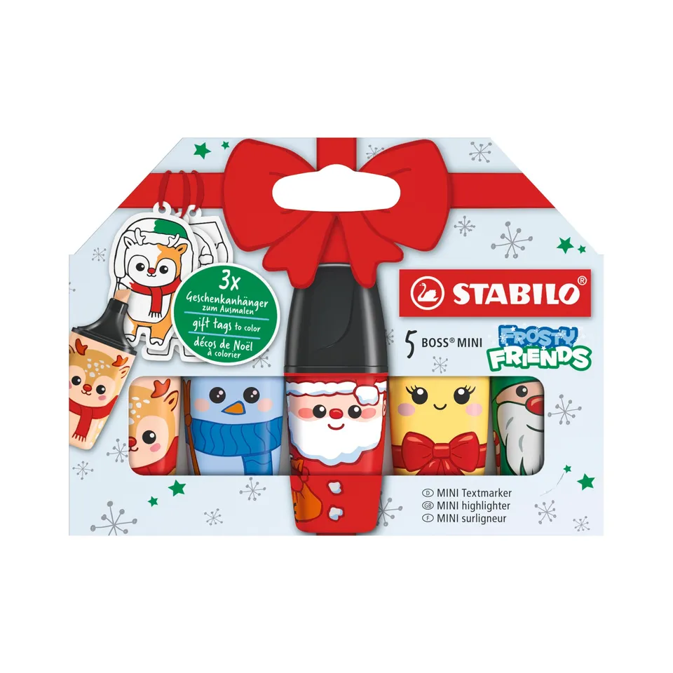 stabilo-boss-mini-frosty-friends-textmarker-5er-set-mini-mit-geschenkanh-ngern image 1