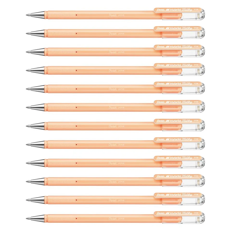 pentel-hybrid-milky-k108-pf-gel-tintenroller-pastell-orange-0-4-mm-12-st-ck image 1