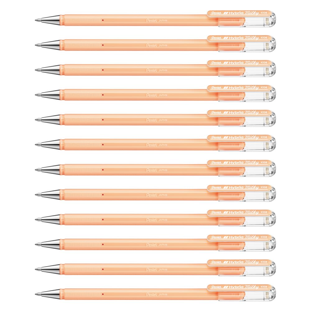 pentel-hybrid-milky-k108-pf-gel-tintenroller-pastell-orange-0-4-mm-12-st-ck image 1