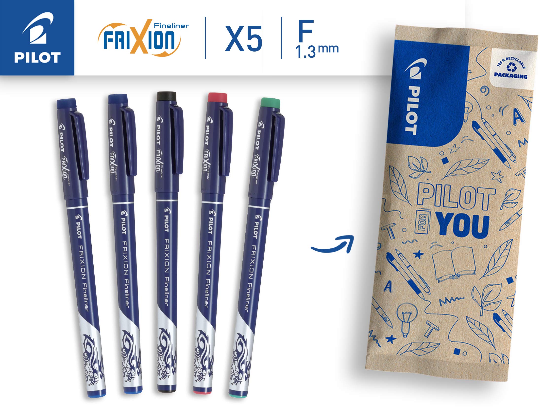 pilot-frixion-fineliner-radierbar-5er-set image 2