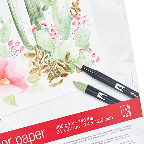 tombow-pb-aqua-aquarellblock-satiniert-24-x-32-cm-cremewei-300-g-m-15-blatt image 8