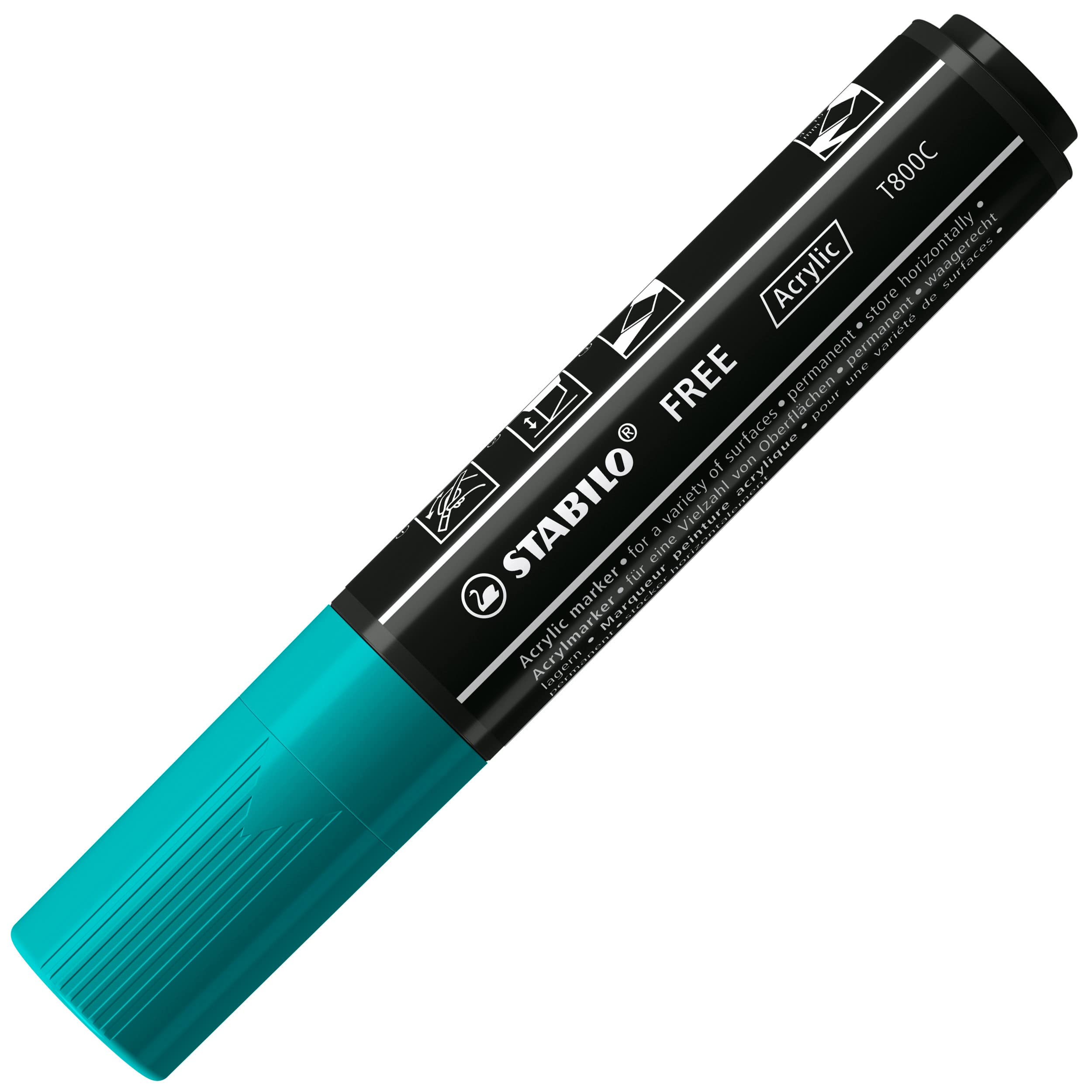 stabilo-free-acrylic-t800c-acrylmarker-keilspitze-4-10-mm-schwarz image 7