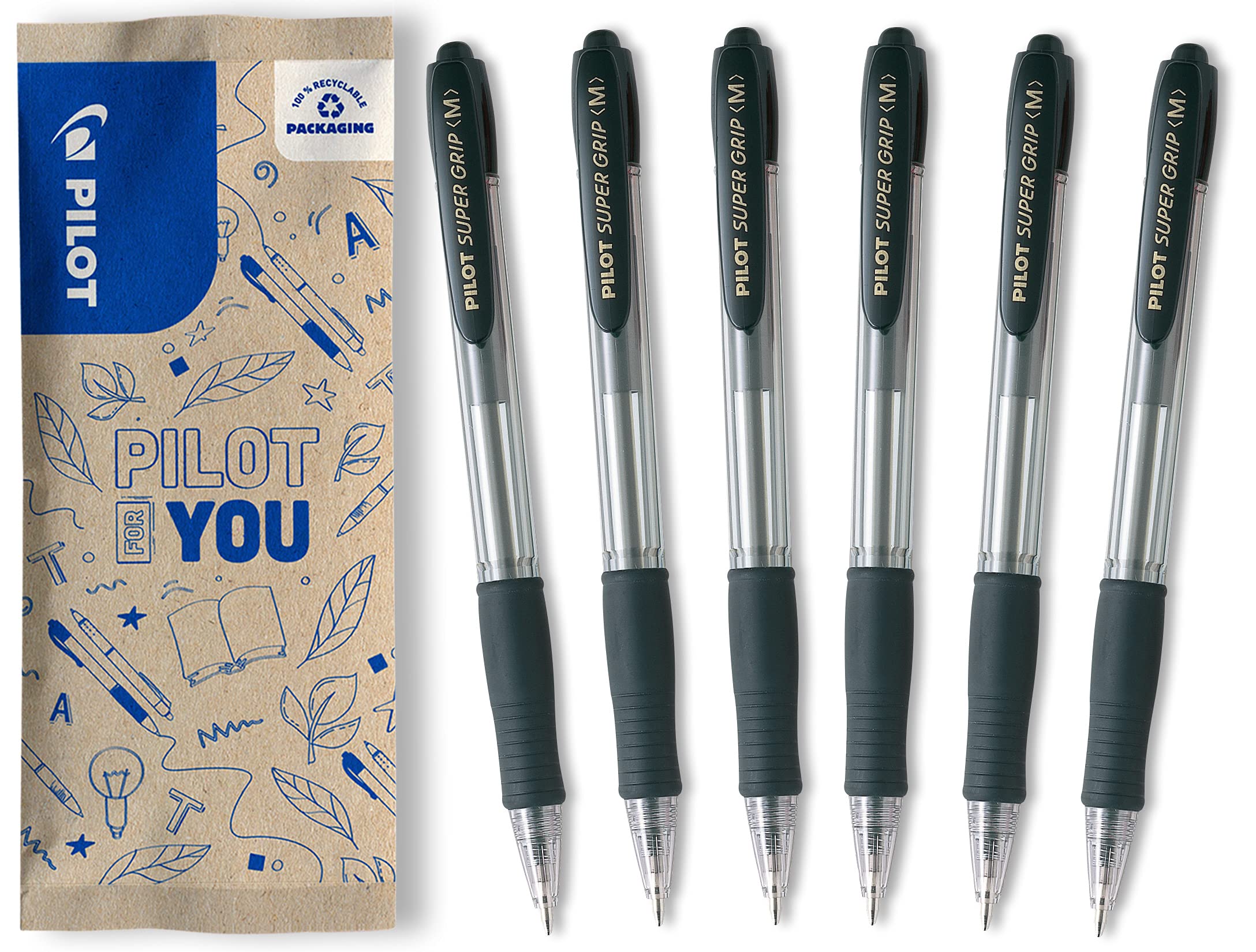 pilot-super-grip-kugelschreiber-blau-mittlere-spitze-6er-set image 8