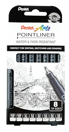 pentel-pointliner-ys20p-8-fineliner-8er-set-schwarz-0-03-0-8-mm image 8