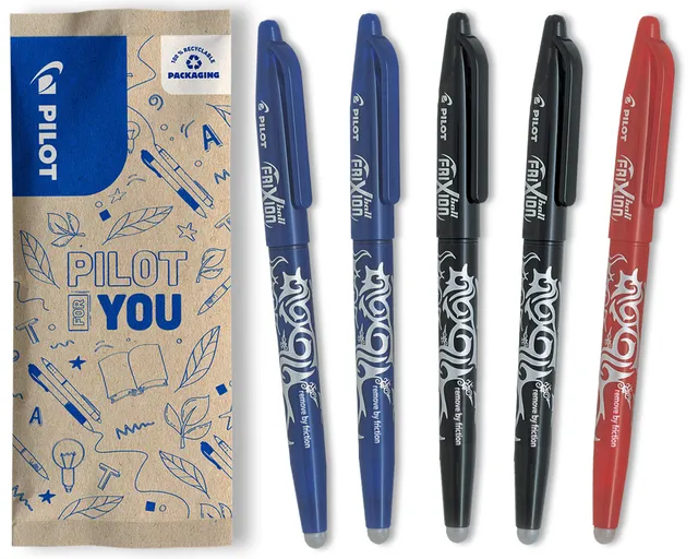 pilot-frixion-ball-0-7-tintenroller-set-5-st-ck-2x-blau-schwarz-1x-rot image 1