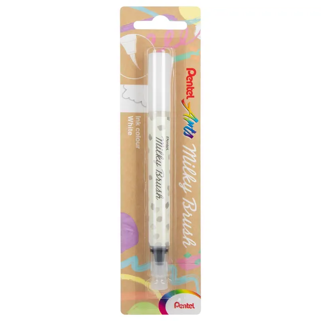 pentel-milky-brush-xgfh-pwx-pinselstift-wei-pastell-1-st-ck-auf-blisterkarte image 1