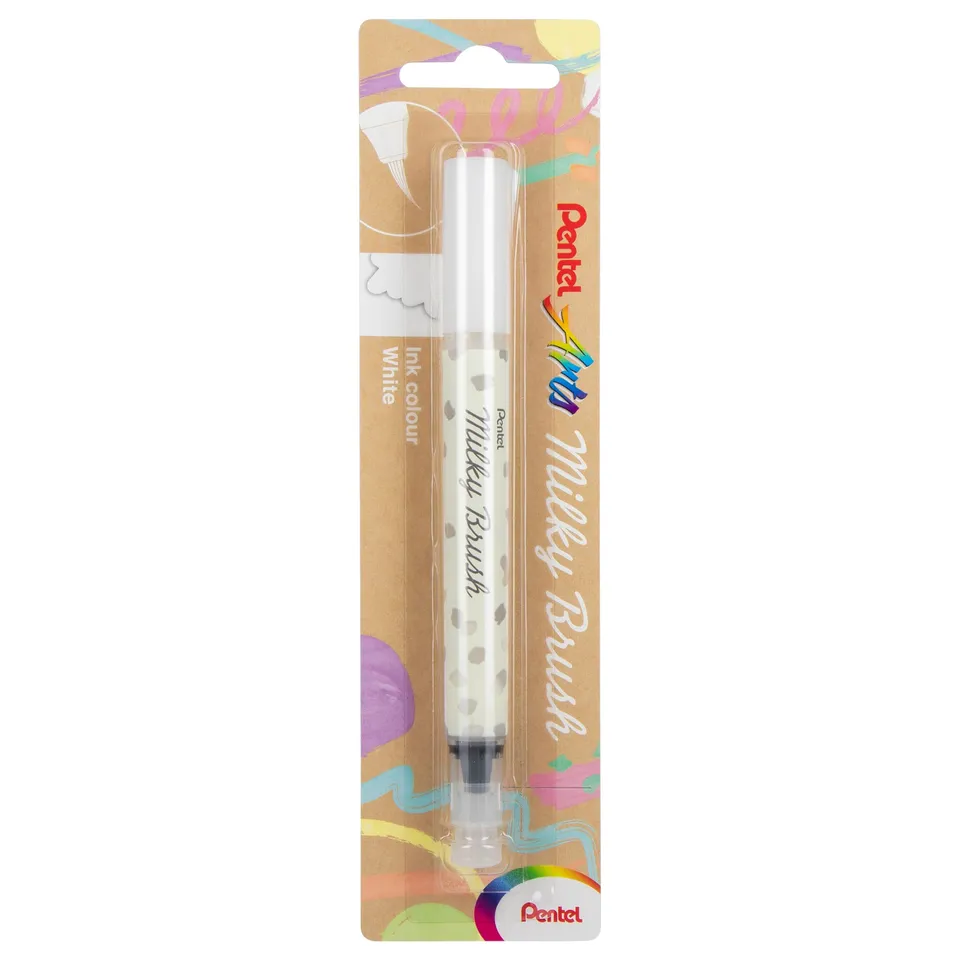 pentel-milky-brush-xgfh-pwx-pinselstift-wei-pastell-1-st-ck-auf-blisterkarte image 1