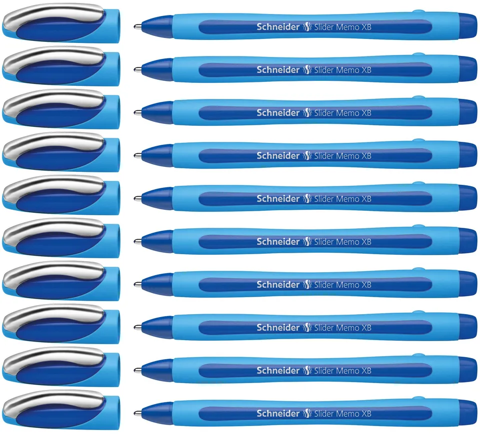 schneider-slider-memo-xb-kugelschreiber-mit-kappe-xb-blau-10er-pack image 1